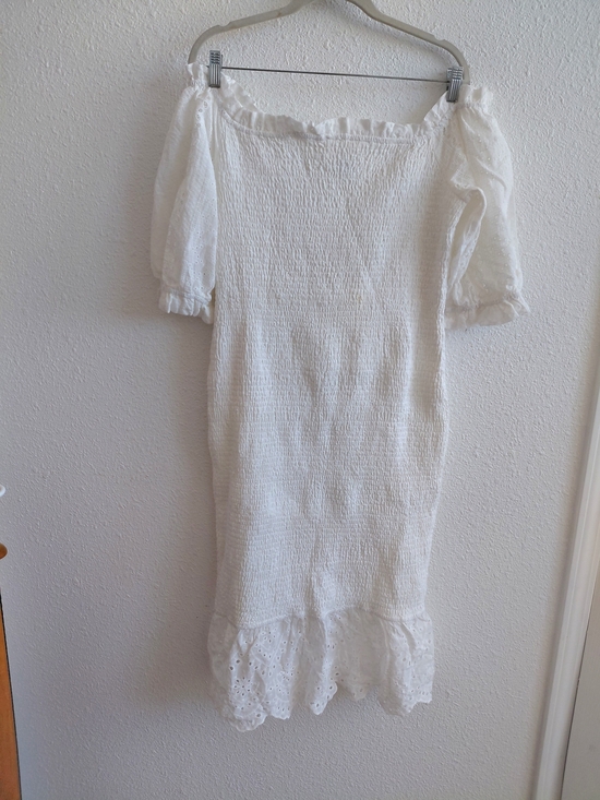 Dresses & Skirts - Nwt Minor Defect White Stretch Smoked Cold Shoulders Shortsleeve  Dress Womens X